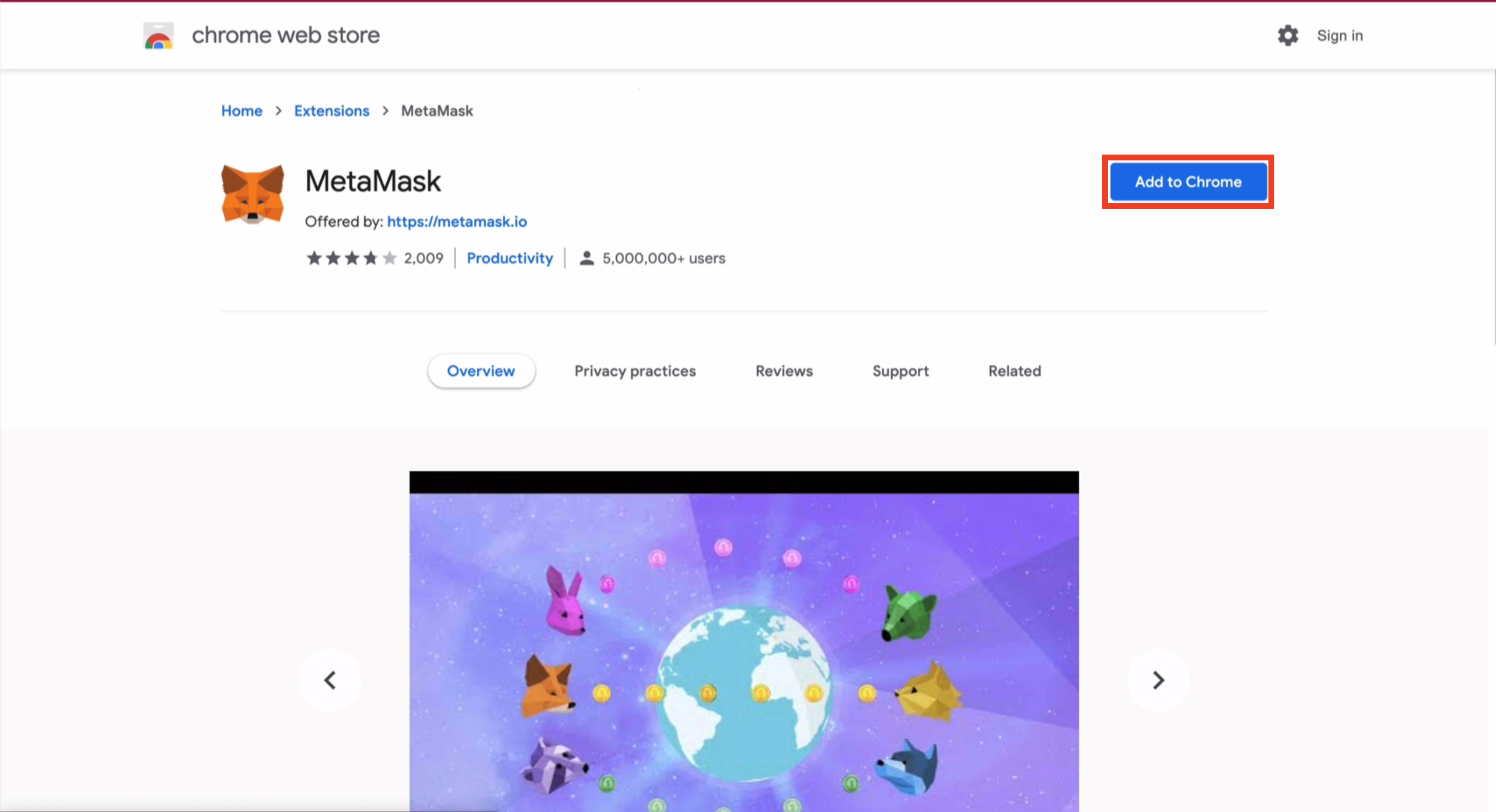 Add Metamask to Chrome