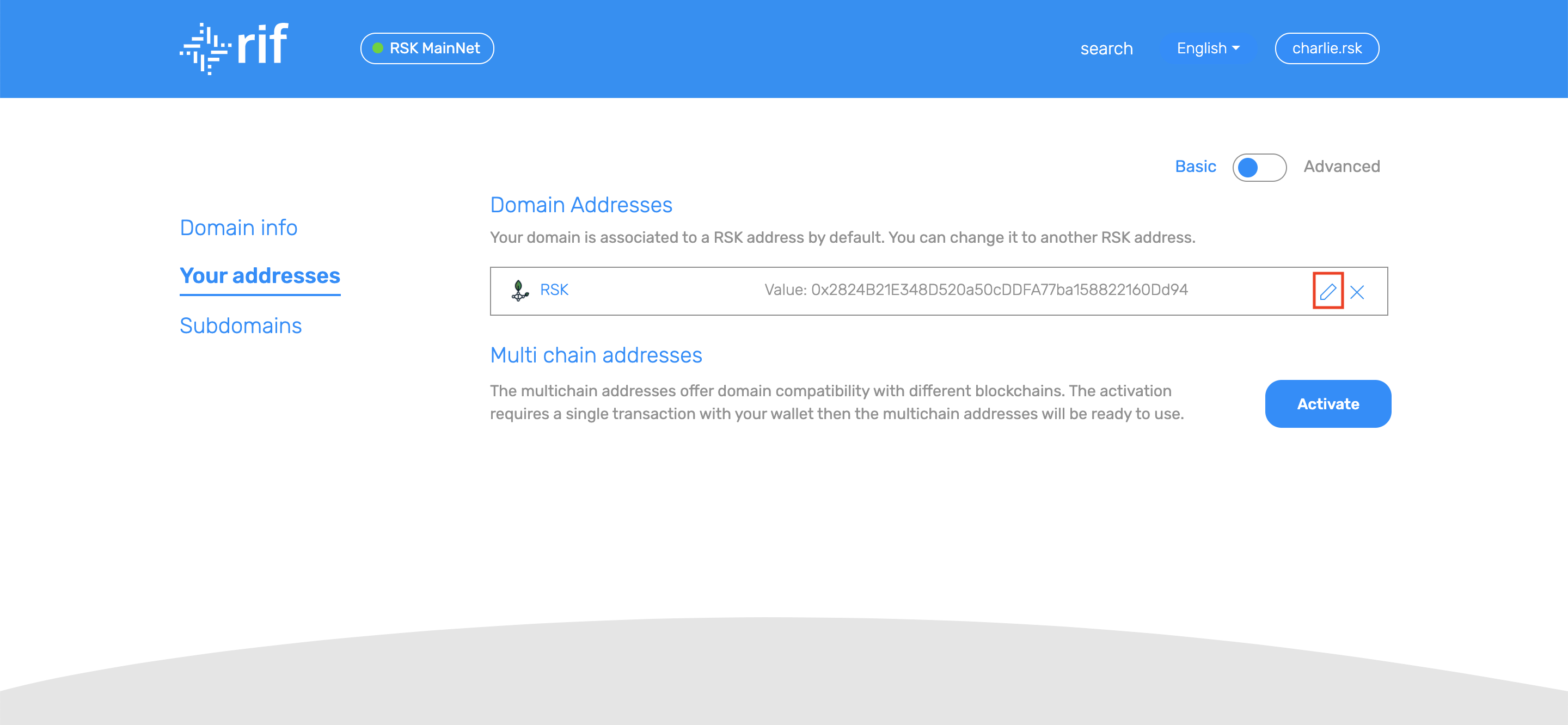 Operations - Edit Rootstock Address